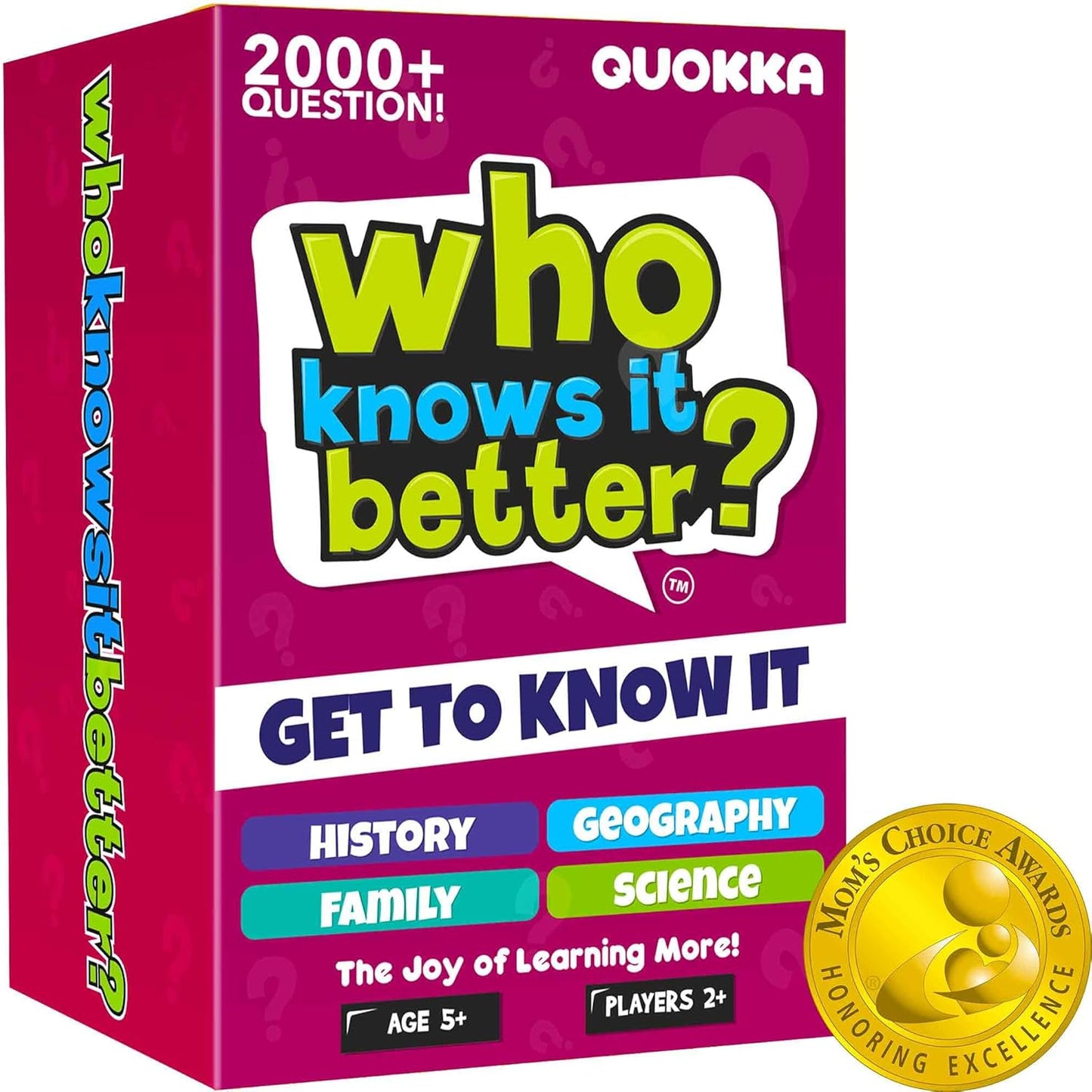 QUOKKA Who Knows Better? - Set 4 in 1 - Family Card Trivia Game | Fun Learning & Educational Questions for Families | Suitable for Boys & Girls