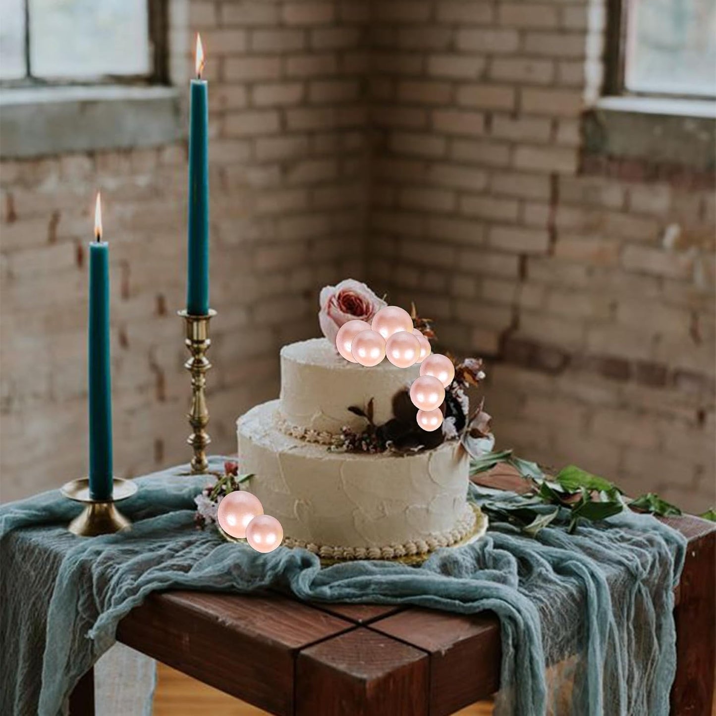 Rsstarxi 30 PCS Mini Balloons Cake Topper - DIY Insert Foam Balls Pick for Wedding, Anniversary, Birthday Party Decorations - Rose Gold