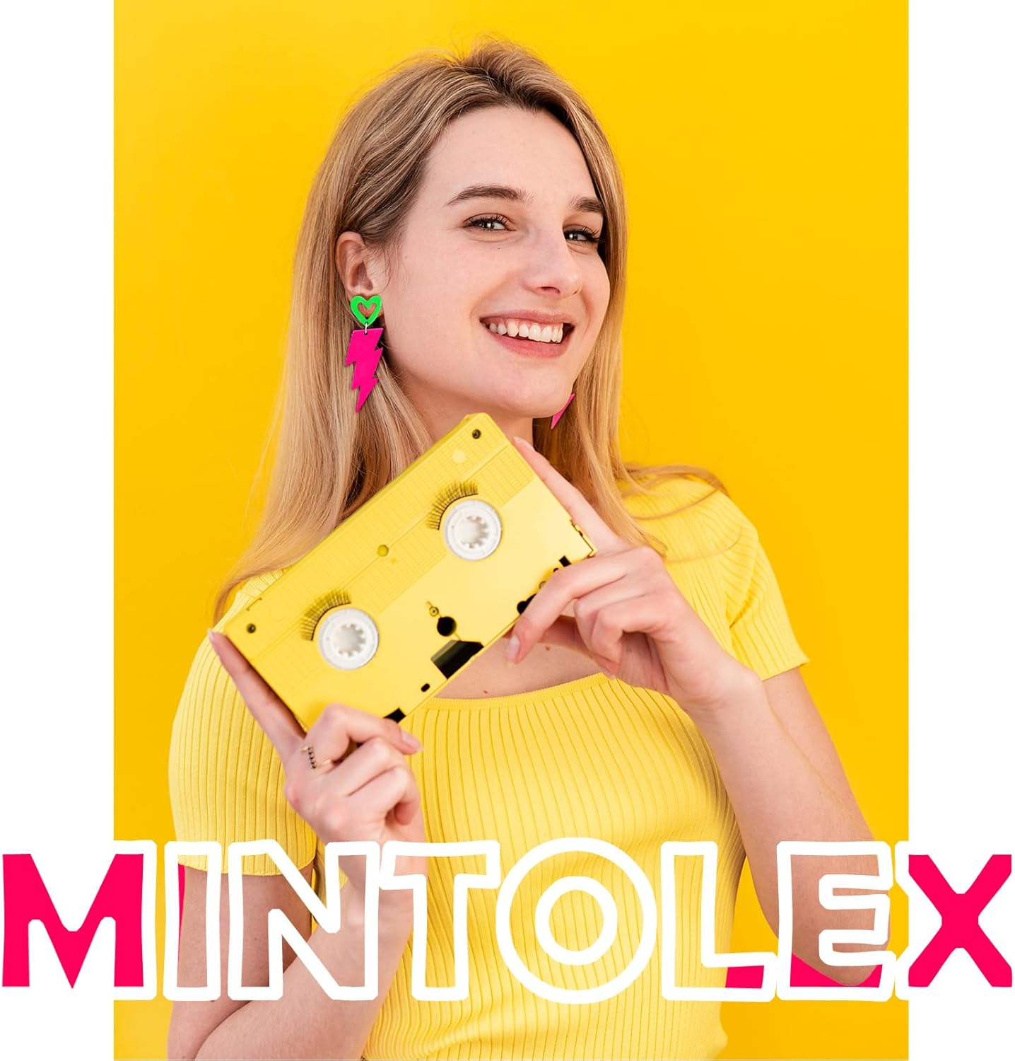 80s Neon Earrings for Women Acrylic Lightning Bolt Drop Earrings Retro 80s 90s Glow Party Accessories Neon Jewelry for Halloween Costume Outfit