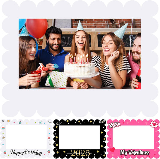 32 x 24 Inch Photo Booth Selfie Frame Prop Booth for Birthday Event Parties Large Blank DIY Cutout Props for Funny Decoration Christmas, Holiday Supplies
