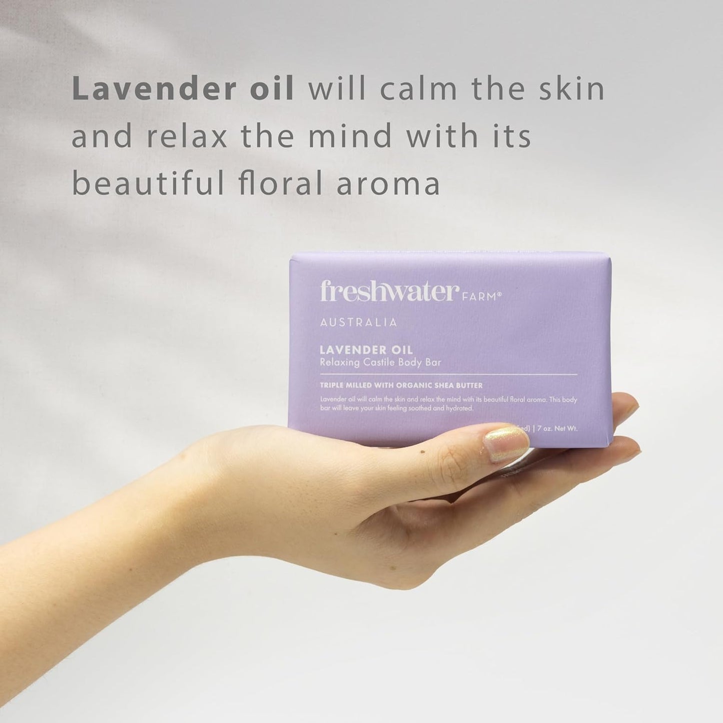 Freshwater Farm Australia Relaxing Castile Natural Bar Soap for Women Men - Lavender Oil - Nourishing Essential Oils For Dry, Sensitive Skin - Natural Bar Soap, Body Soap - 7 oz 8PK, purple