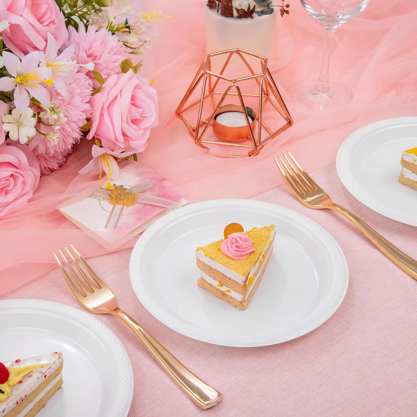 WELLIFE 7 Inch White Dessert Plates 150 Count, White Plastic Disposable Plates for Party Dessert Appetizers Salad Wedding Engagement Birthday