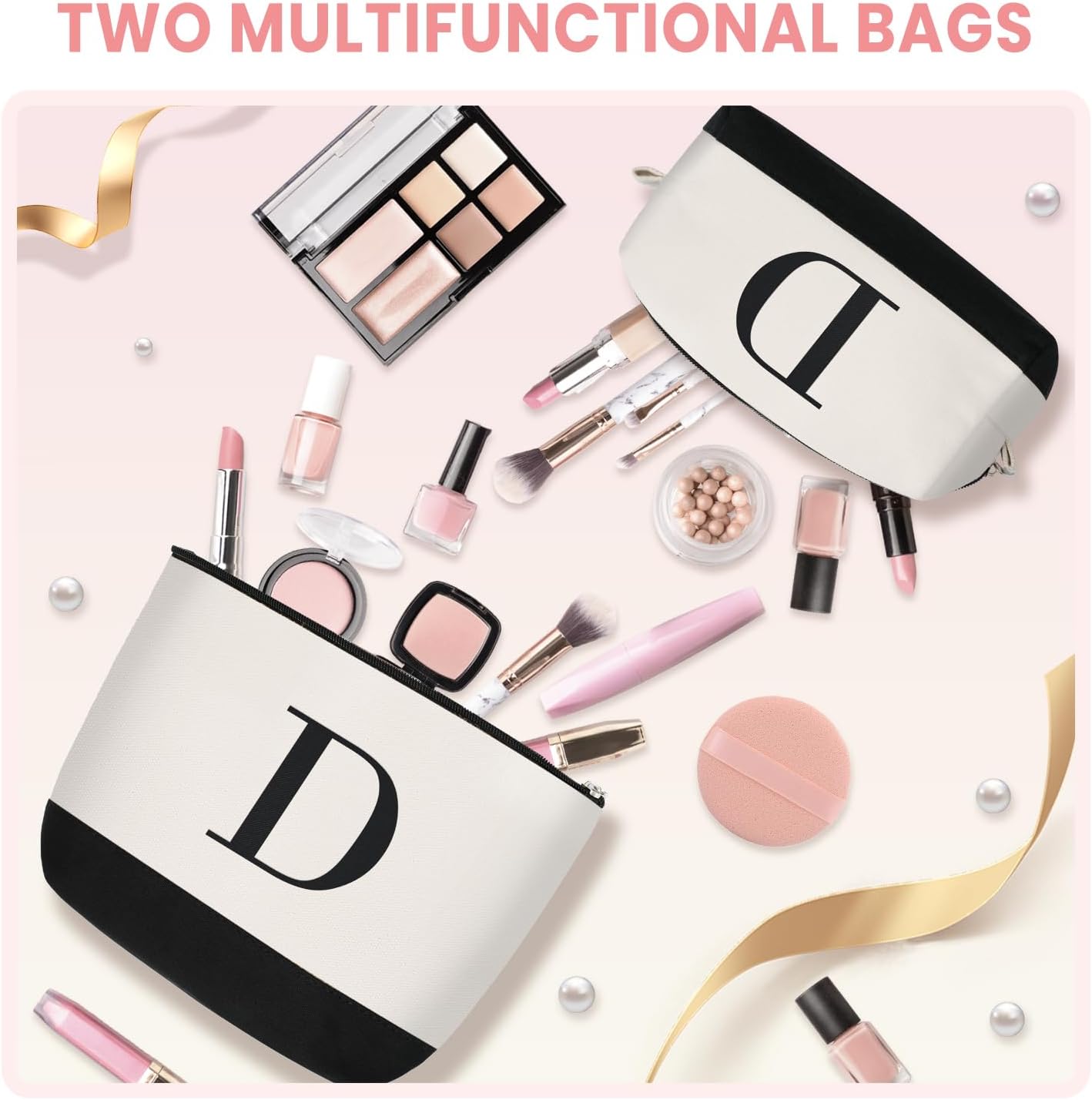 BAGAIL Initial Tote Bag, Personalized Birthday Gifts for Women, Teacher, Friends, Mom, Wedding, Monogrammed Beach Bag