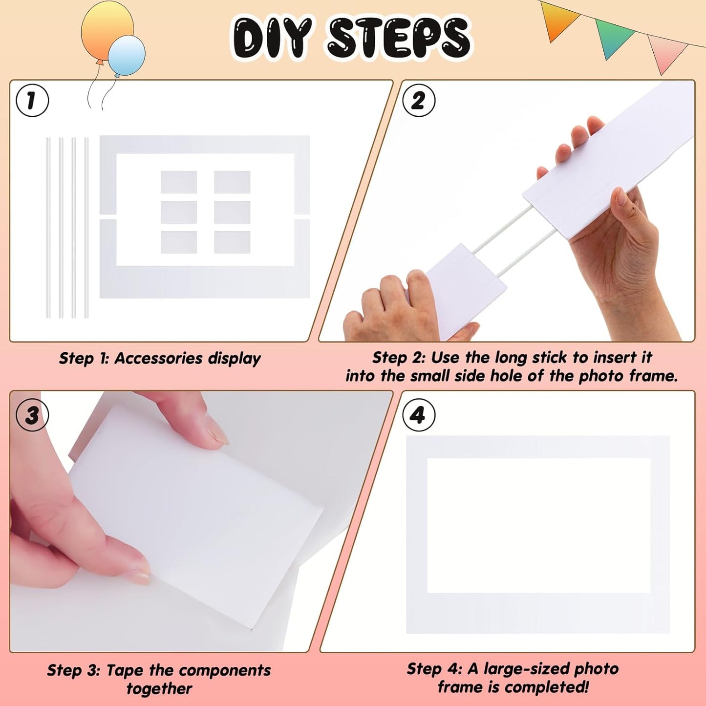 32 x 24 Inch Photo Booth Selfie Frame Prop Booth for Birthday Event Parties Large Blank DIY Cutout Props for Funny Decoration Christmas, Holiday Supplies