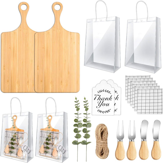 15 Pcs Baby Shower Prizes for Game Player for Wedding Bridal Favors Baby Shower Winners with Bamboo Cheese Board Bamboo Spoon Placemats Artificial Eucalyptus Stems Tags Bags