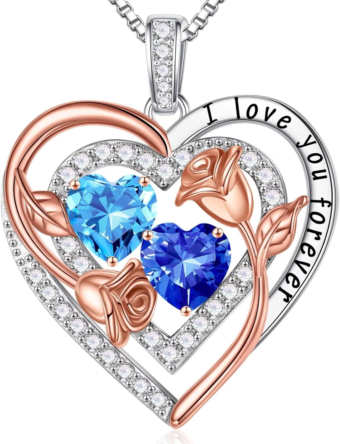 Iefil Birthstone Necklace for Women - Sterling Silver Birthstone Necklace Anniversary Birthday Gifts for Her Wife Mom Daughter