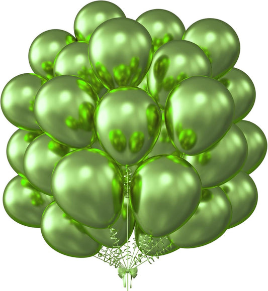 KALOR 12 Inch Metallic Lime Green Balloons, 50 Pcs Latex Helium Metallic Balloons for Kid's Birthday Party, Baby Shower, Wedding, Graduate Party Decorations