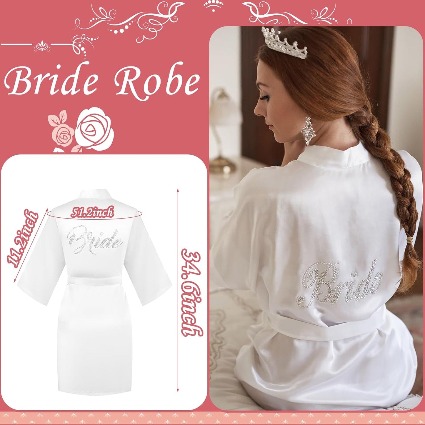 Bride To Be Gift Set - Makeup Bag, Slippers, Robe, Hair Clip - Wedding Gifts