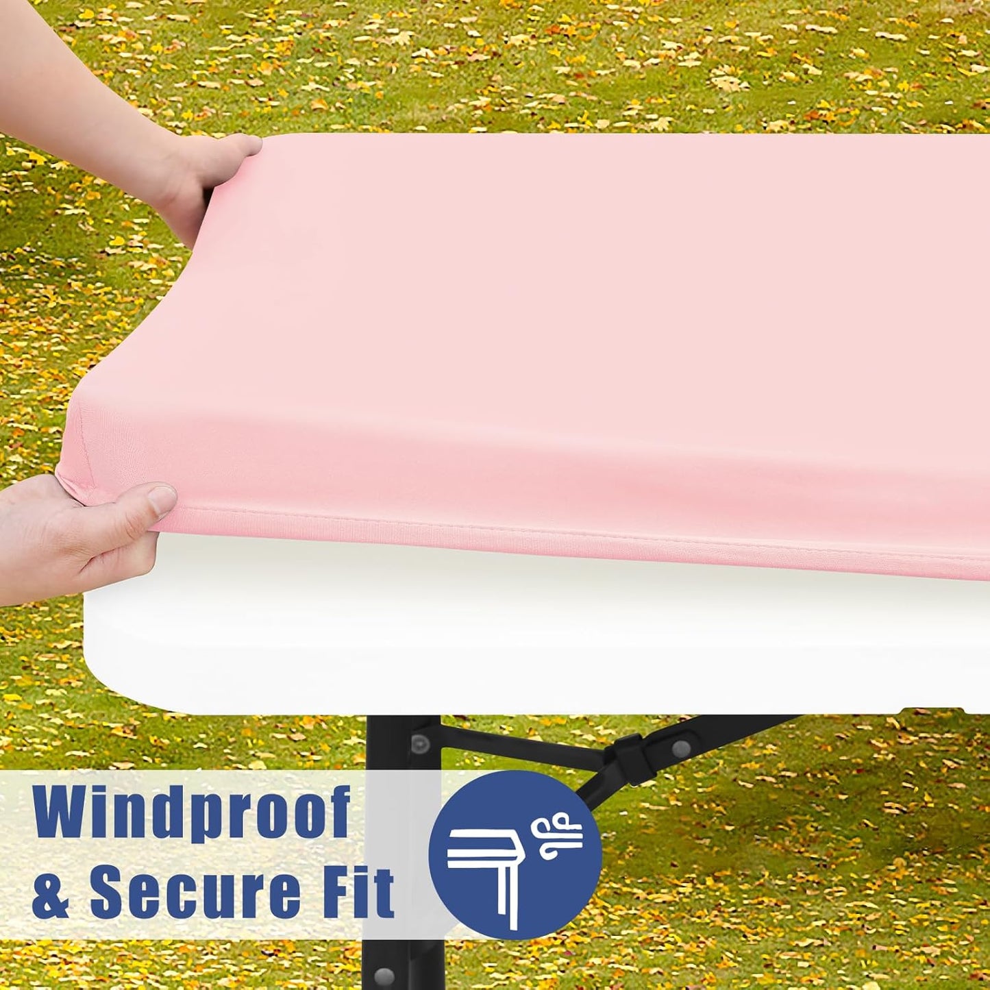 Spandex 8 Foot Rectangle Table Cloth 2 Pack, Elastic Fitted Tablecloths for Picnic, Stretch Washable Patio Table Cover for Outdoor, Camping, Banquet and Parties (Pink, 30"x96")