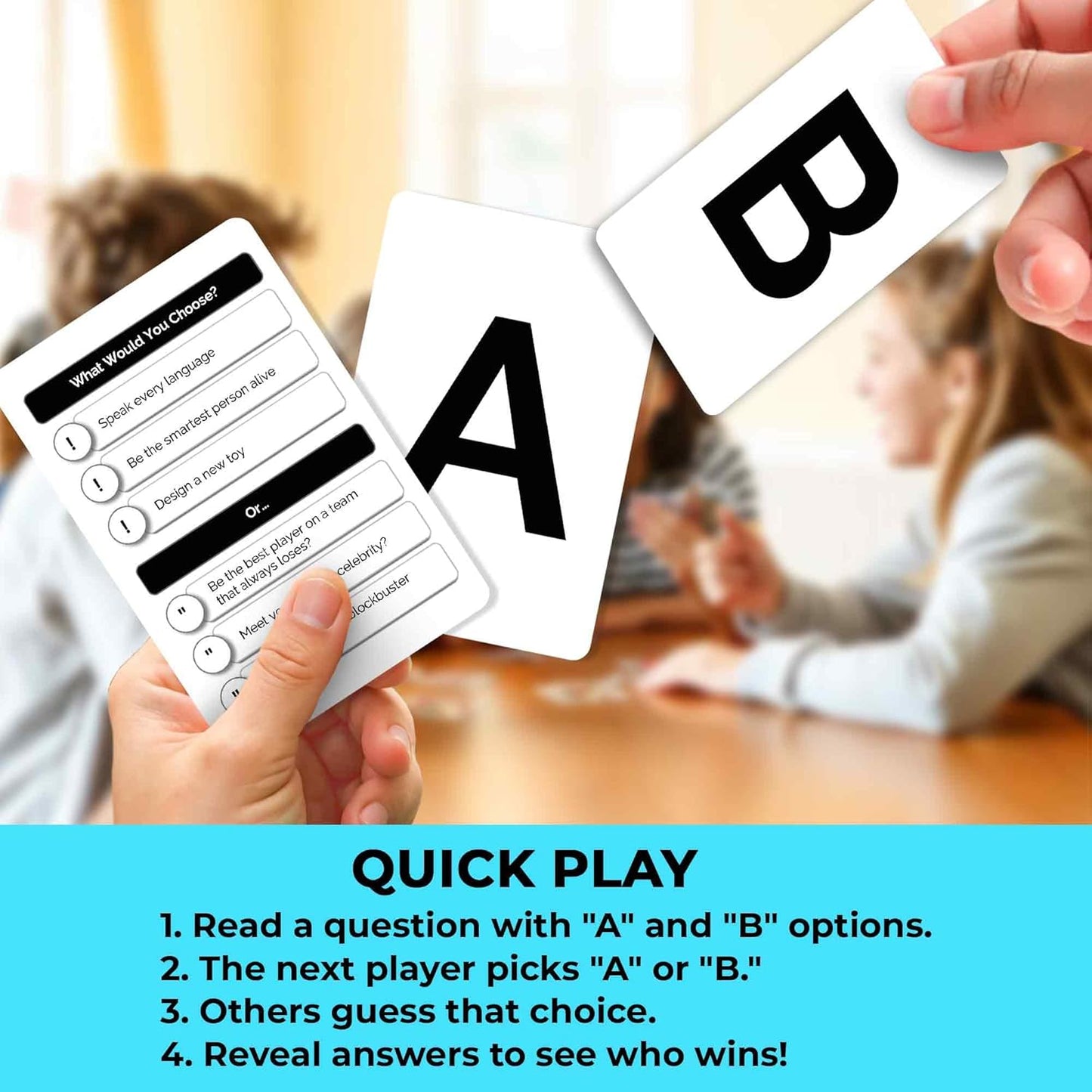 QUOKKA Board Game for 8-12 Year Olds - Original Edition - Family Card Game for Kids Ages 5-8 - What Would You Choose | Do Kids Rather? | Pick Your Answer | Get to Know You - Fun Game Night for Kid