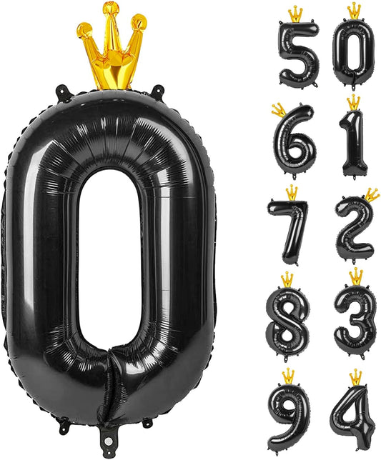 Black Number Balloon 40 Inch, 0 Number Balloons, 10 20 30 40 50 60 100 Numbers Balloon Birthday Decorations, Black Party Supplies for Women Men.