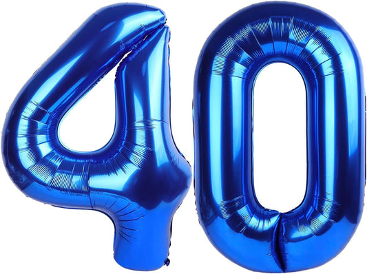 Navy Blue Number 40 Balloon 40 inch, 40 Number Balloons, 40th Navy Blue Birthday Decorations, 40 Year Old Women Men Blue Party Supplies