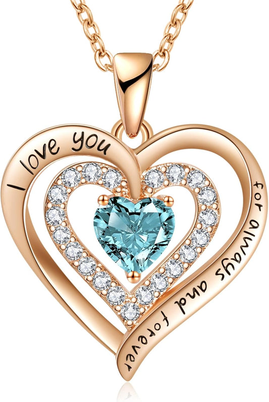 REDBEE Necklaces for Women Birthstone Heart Necklace Jewelry for Wife Girlfriend Woman Necklace