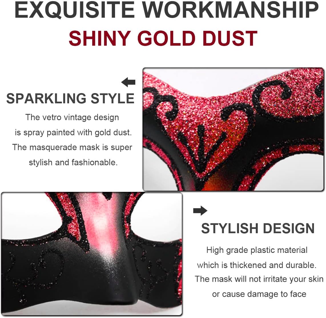 Masquerade Mask for Women Men Couple Venetian Masks Vintage Mask for Halloween Costume Mardi Gras Party Ball Prom