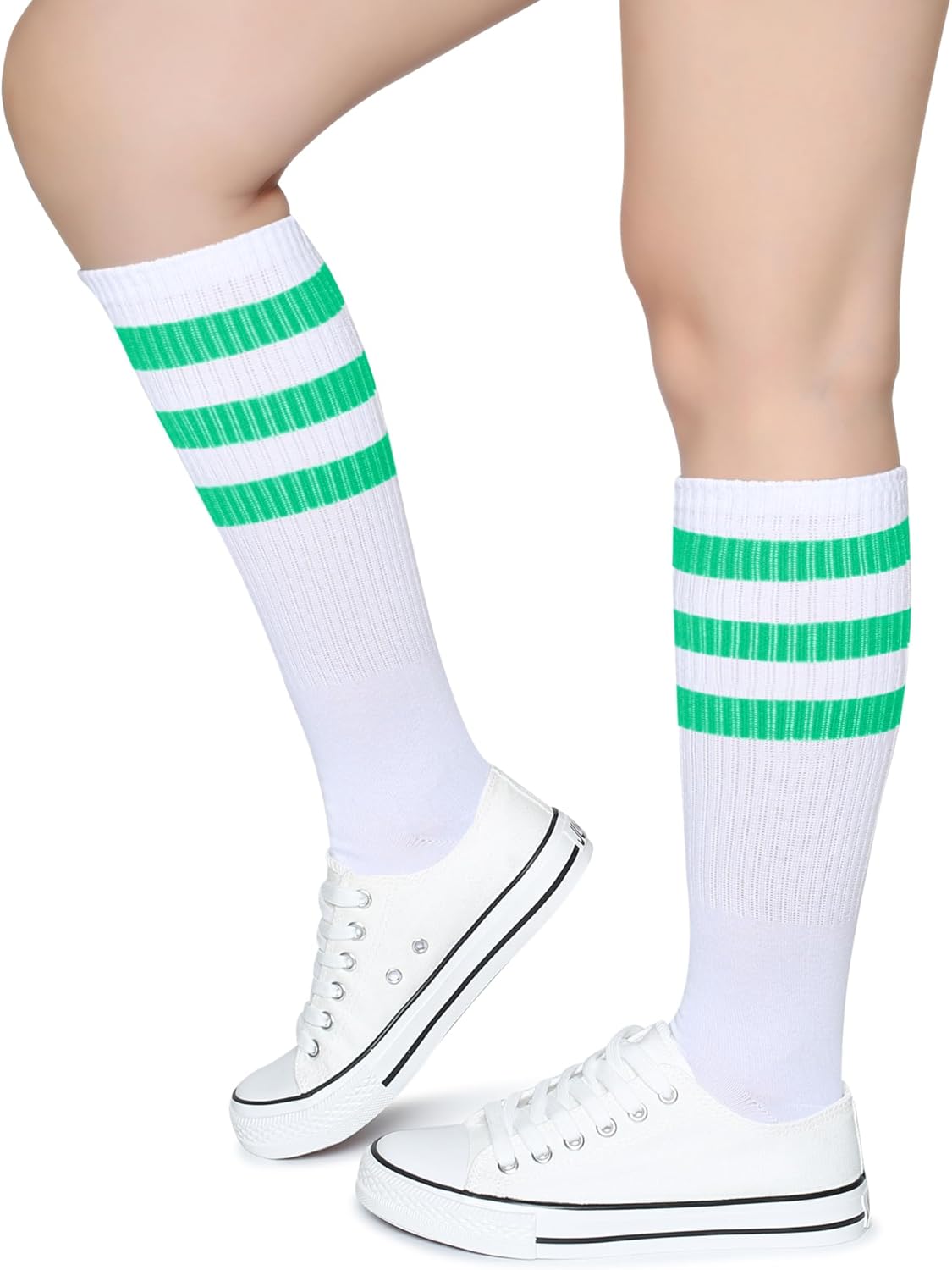 Henwarry Classic Triple Stripes Over the Calf Cotton Retro Tube Socks for Men and Women