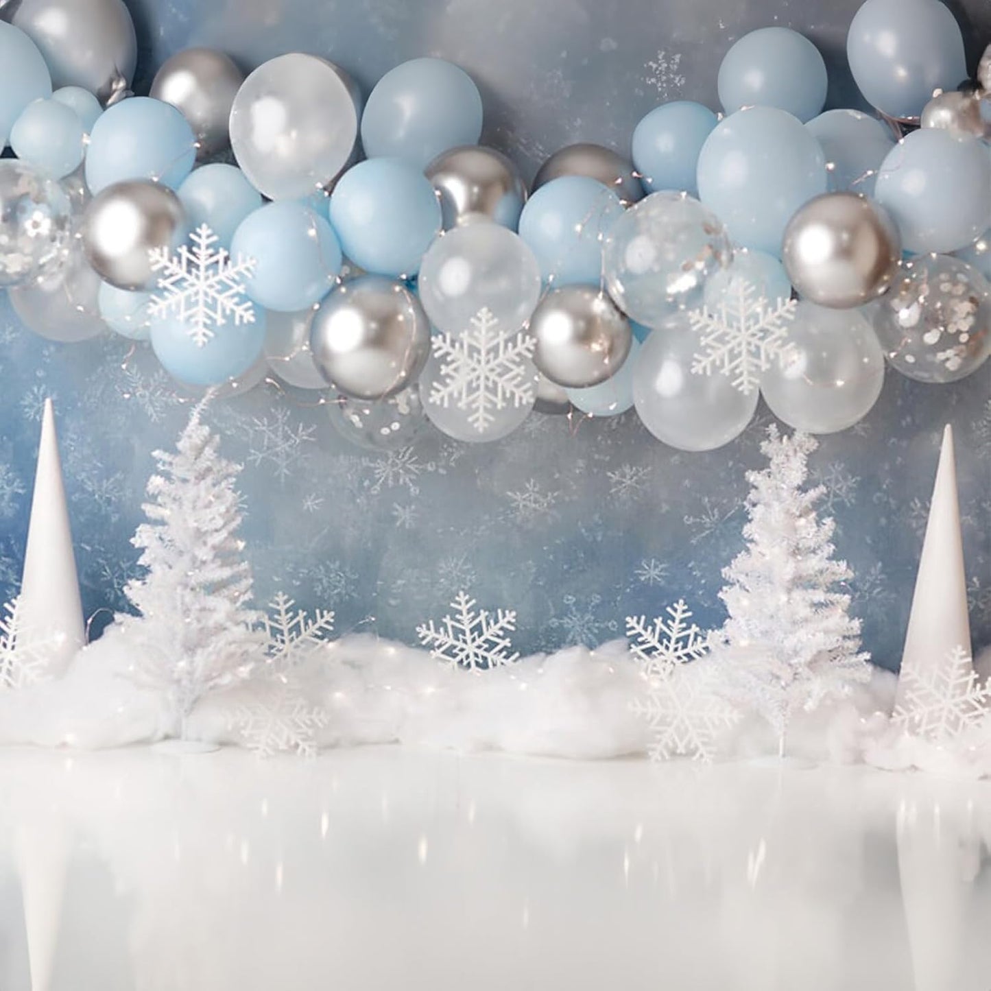 Blue and White Balloons, 12 Inch Baby Light Pastel Blue Pearl White Silver Metallic Clear Latex Helium Party Balloons for Boys Bridal Baby Shower Bachelorette Winter Holiday Birthday Party Decorations