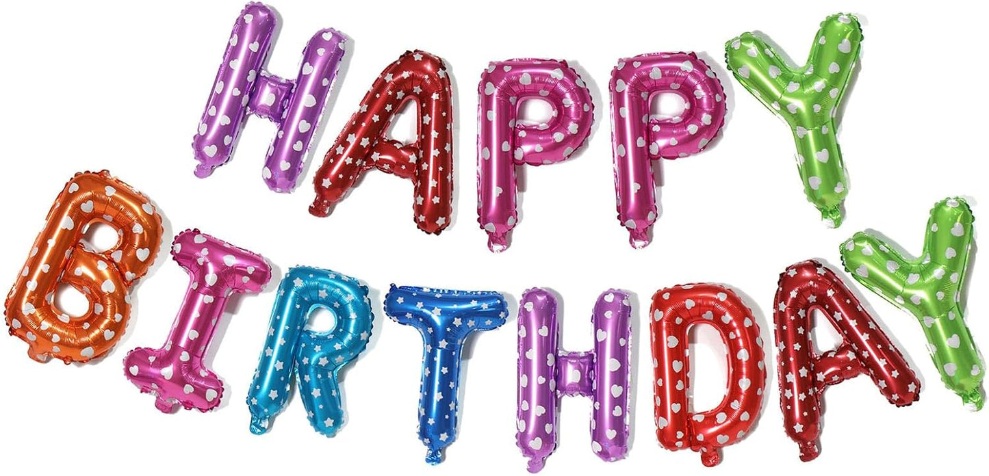 KALOR Multicolor Happy Birthday Balloons Banner, 16 Inch Mylar Foil Letters Balloon Sign for Women, Men, Boys & Girls Kids Birthday Decorations Photo Backdrop