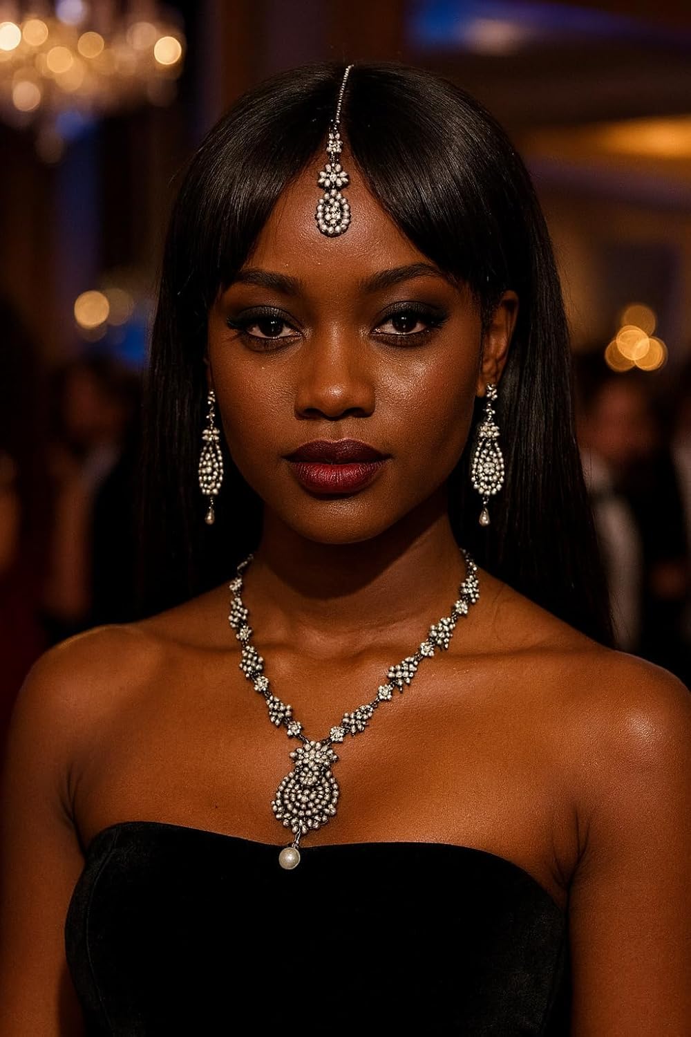 Touchstone Indian jewelry sets for women maang tikka wedding guest gold necklace bollywood jewellery set pageant elegant prom bride accessories western crystal chunky rhinestone necklaces