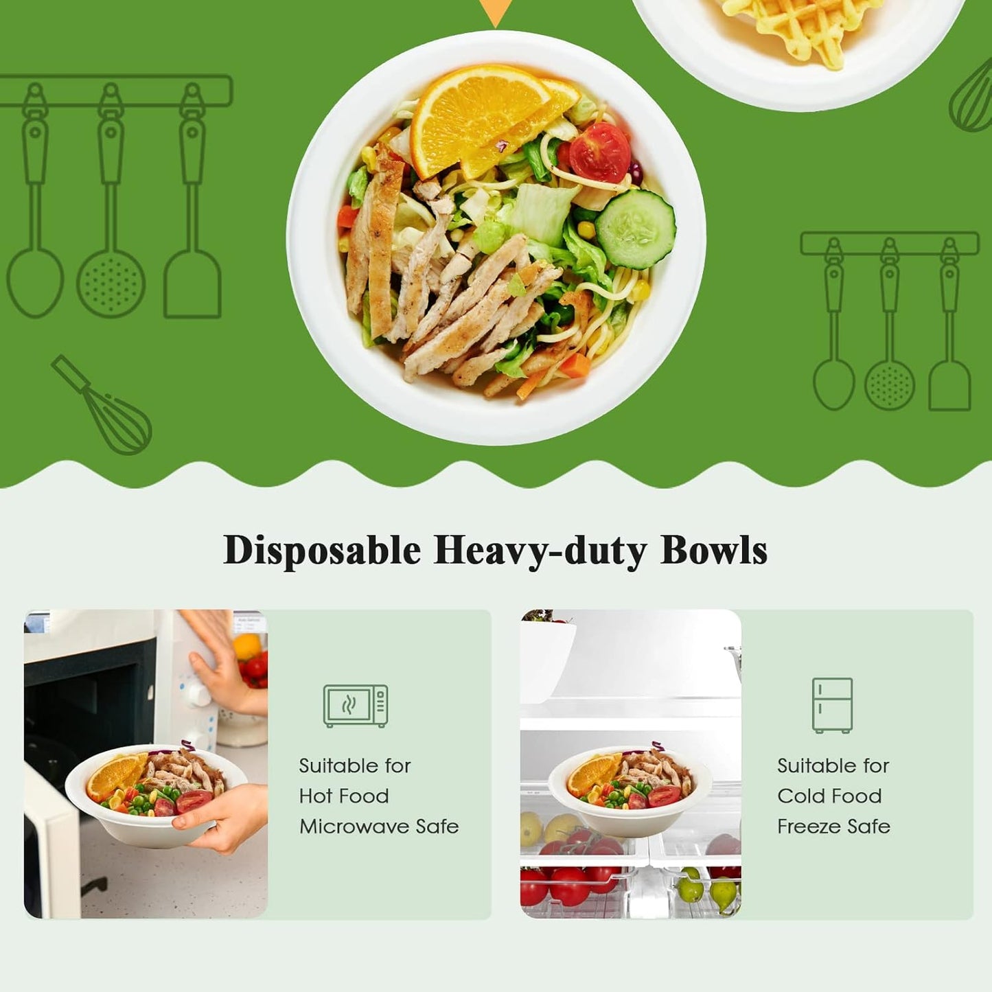 ECOLipak 150 Pack Compostable Disposable Paper Bowls, 12 OZ Heavy duty Biodegradable Eco Friendly Sugarcane Bagasse Bowls Great for Soup, Salad, Milk Cereals