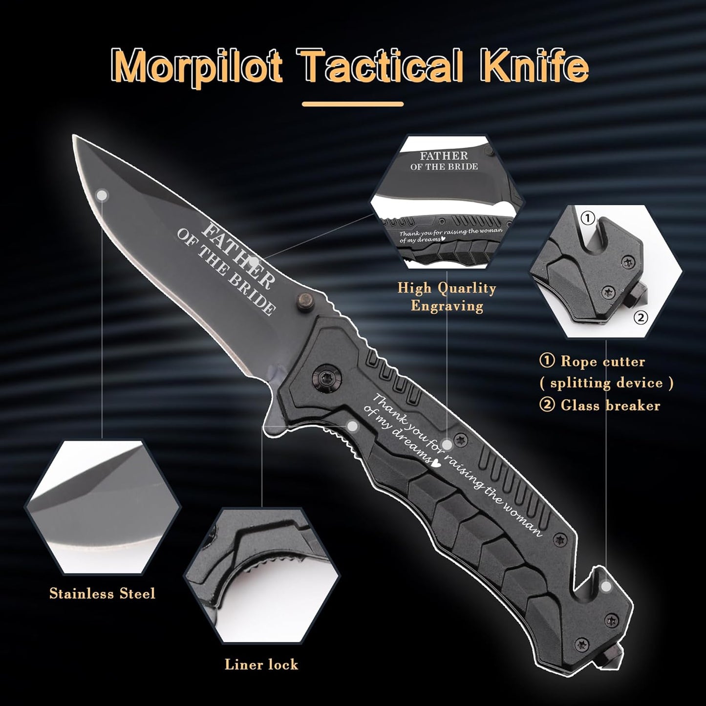 Father of the Bride Wedding Gifts from Groom - Engraved Pocket Knife - Thank You for Raising the Woman of My Dreams, Gift for Father in Law from Son in Law, Father of Bride Gift Ideas