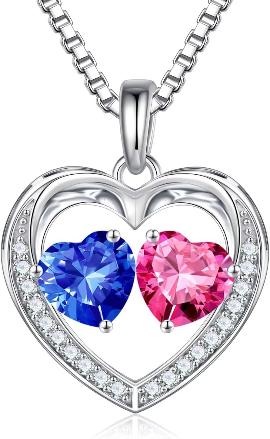 Iefil Christmas Gifts for Wife - 925 Sterling Silver Birthstone Necklace, Anniversary Birthday Gifts for Women, Stocking Stuffers for Women Wife Mom Daughter