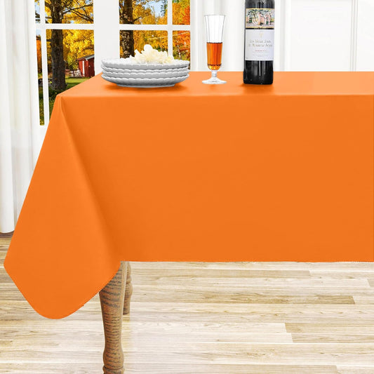 homing Rectangle Vinyl Tablecloth, Waterproof Spillproof Plastic Flannel Backed Table Cloth, Wipe Clean Table Cover for Dining, Buffet Parties and Camping (Orange, 60" x 120")