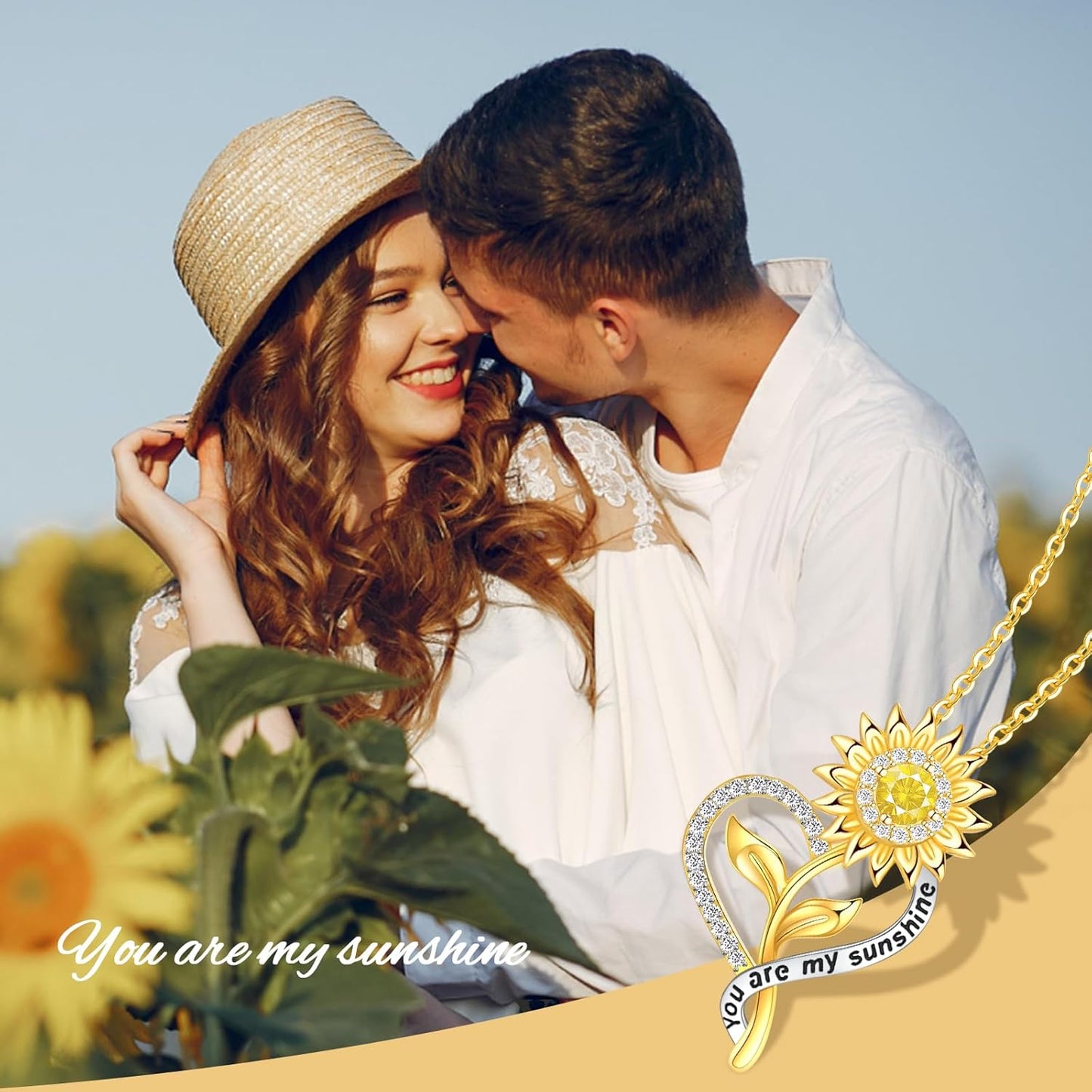 Women Jewelry Birthday Gifts for Wife Anniversary for Gift Woman Sunflower Necklace 18k Gold Plated Jewelry Anniversary for Her Gifts Birthday Ideas You Are My Sunshine Necklaces Pendant for Mom