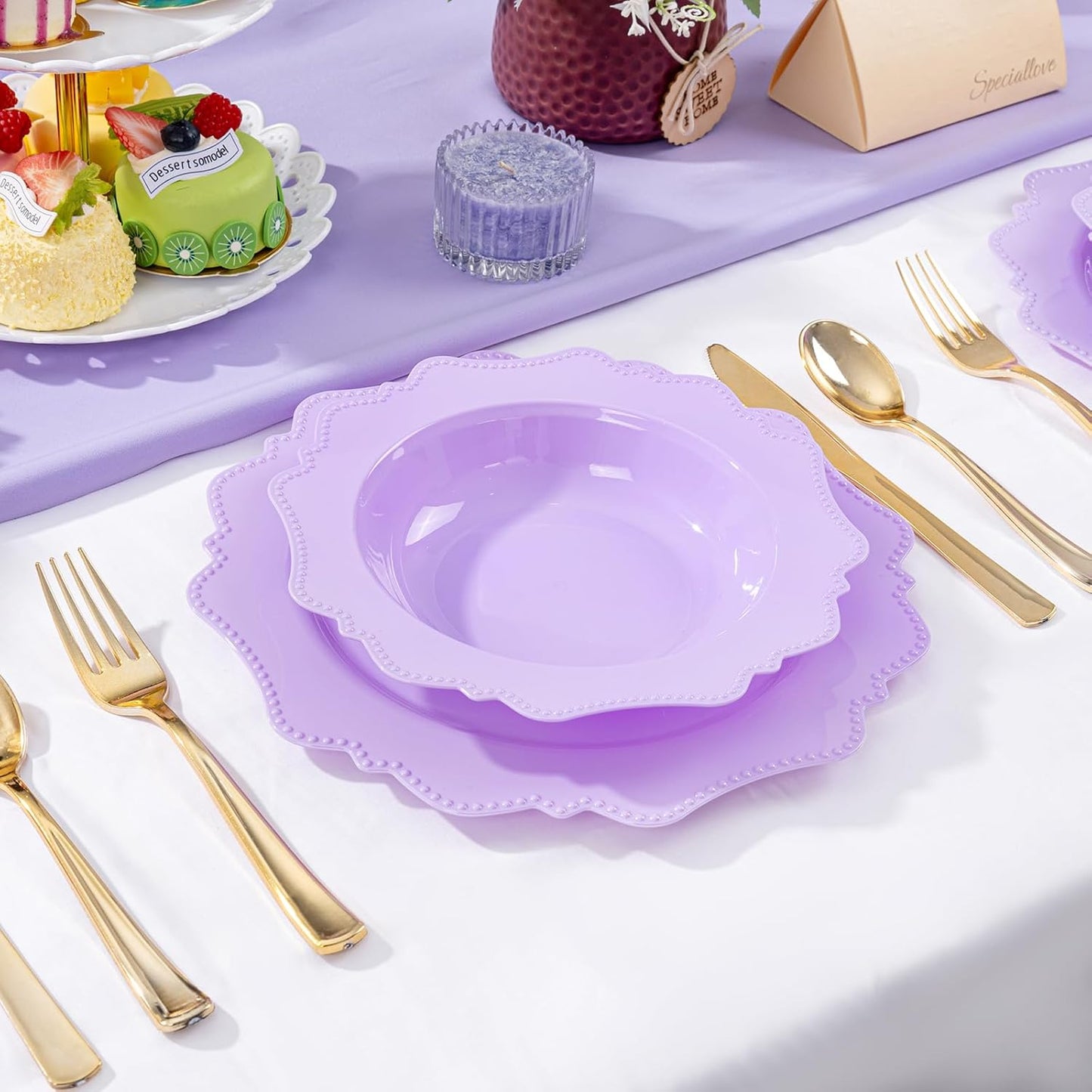 COLOSUS 60 Pack Lavender Purple Plastic Bowls, 12 oz Disposable Soup Bowls, Premium Plastic Dessert Bowls,Heavy-duty Salad Bowl for Party, Wedding, Dinner, Christmas, Thanksgiving, and Catering