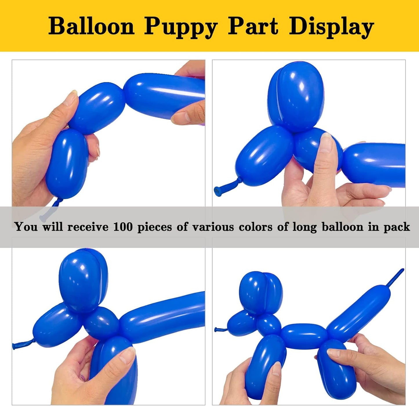 Blue 260 long Balloons 100 Pack Dark Blue Modeling Long Magic Balloons Thickening Latex Twisting DIY Animal Balloon for Birthday Wedding Christmas Festival Party Decoration (Dark Blue Long Balloons)