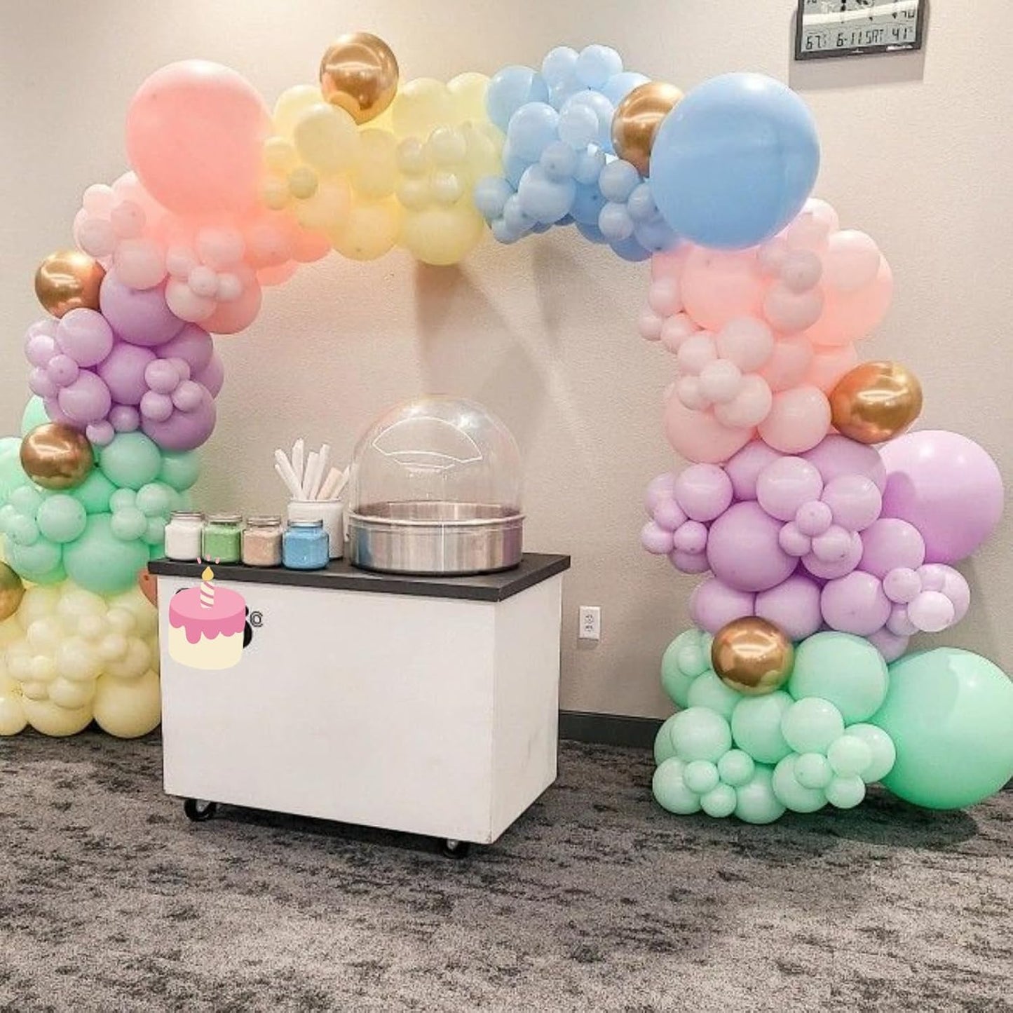 Pastel Balloon Arch, Rainbow Balloon Arch Kit with 18/12/5 inch Macaron Pink Yellow Purple Orange Teal Blue Gold Latex Balloon for Birthday Baby Shower Wedding Pastel Party Decorations