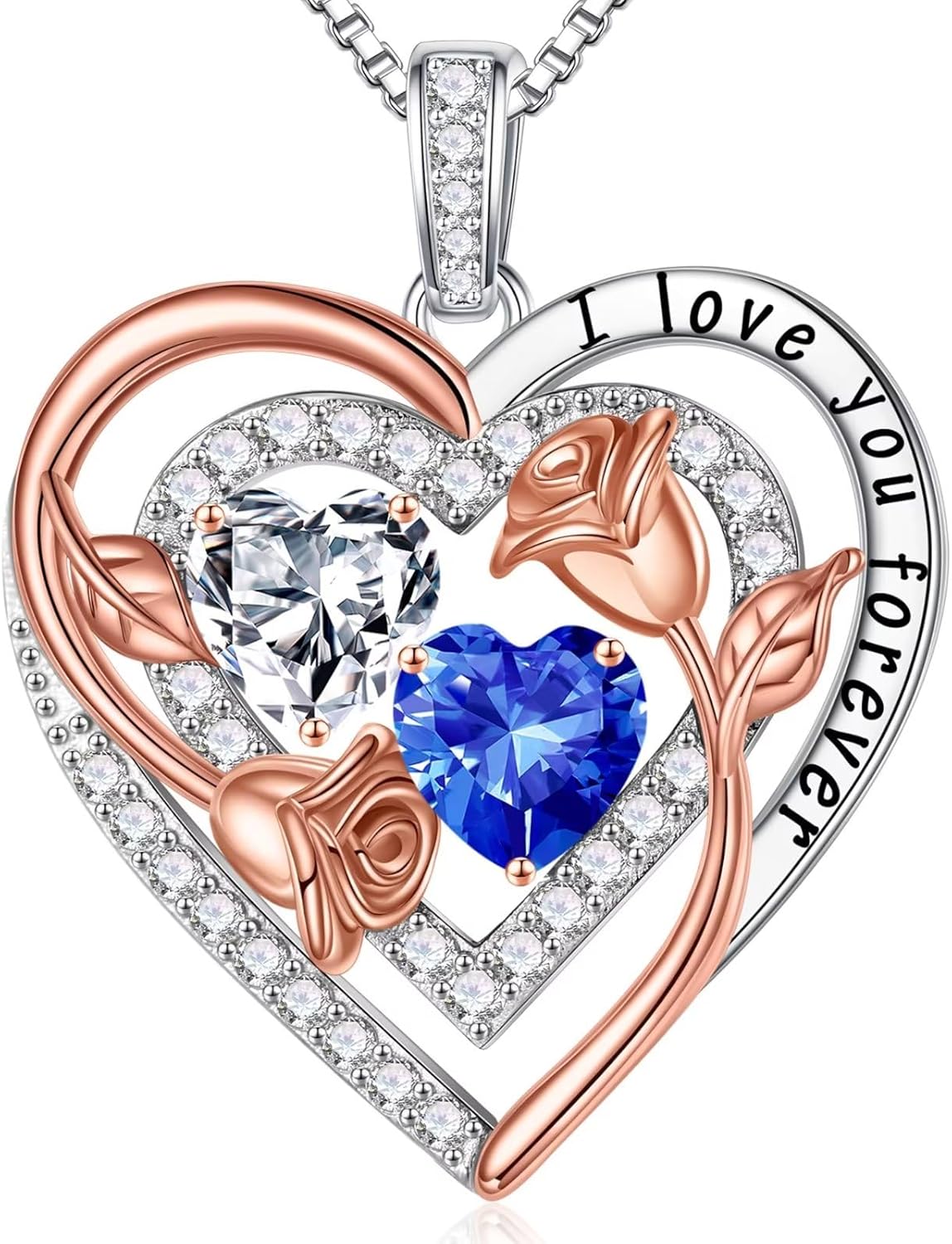 Iefil Birthstone Necklace for Women - Sterling Silver Birthstone Necklace Anniversary Birthday Gifts for Her Wife Mom Daughter