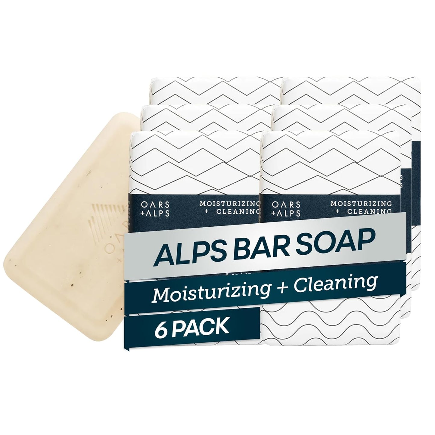 Oars + Alps Moisturizing Men's Bar Soap, Dermatologist Tested and Made with Clean Ingredients, Travel Size, 6 Pack, 6 Oz Each