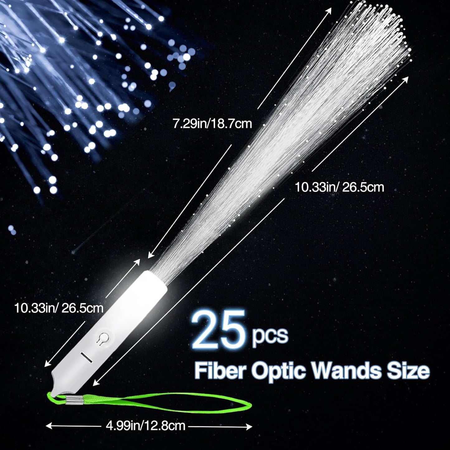 25Pcs White Fiber Optic Wands, Led Cold Sparklers Wedding Send Off Ideas, 3 Flashing Modes Wedding Glow Sticks for Reception, Light up Wands, Fiber Optic Lights for Party Favor