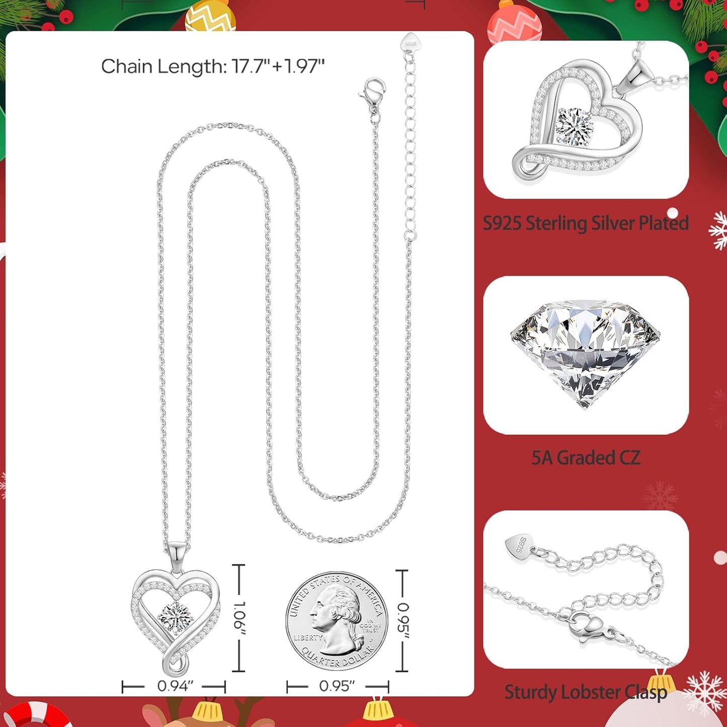 18K Rose Gold Infinity Love Heart Birthstone Necklace for Women Wife, Anniversary for Women Wife Birthday Gift for Her Girlfriend Mom Daughters, I Love You Women's Jewelry S925 Sterling Silver