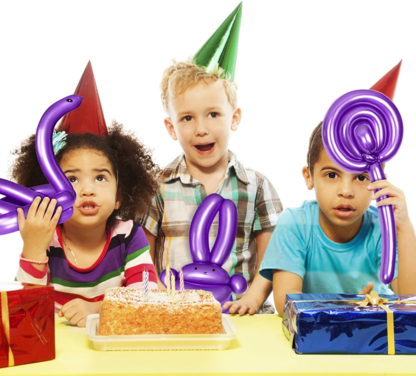 KAWKALSH 260 Metallic Purple Long Balloons for Balloon Garland Thickening Skinny Latex Twisting Animals Modeling Christmas Birthday Wedding Party Festival Decorations 100pcs