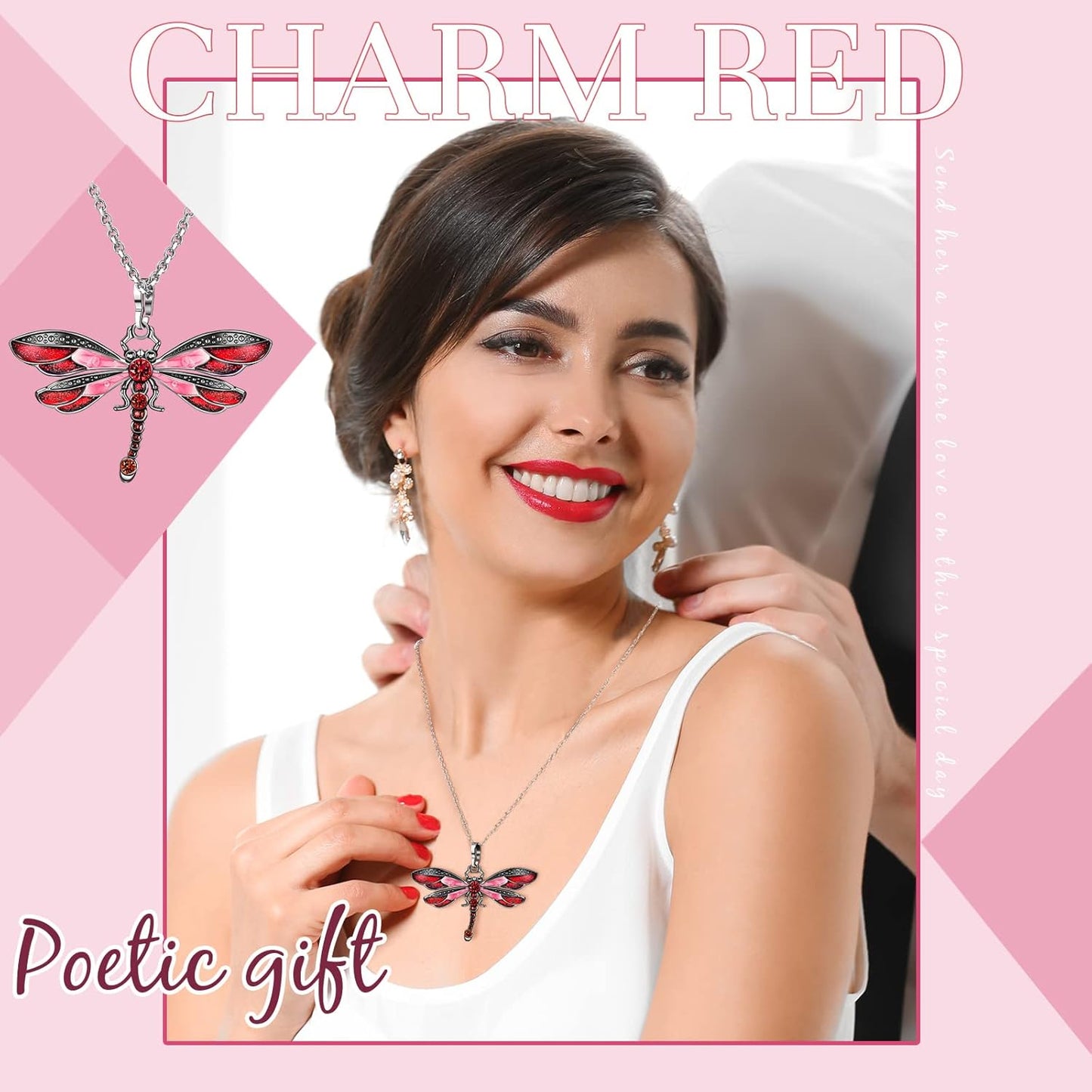 Sureio 6 Pieces Bohemian Dragonfly Necklace Bulk Bohemian Jewelry for Women Pendant Colorful Butterfly Necklace Vintage Multilayer Ethnic (Dragonfly)