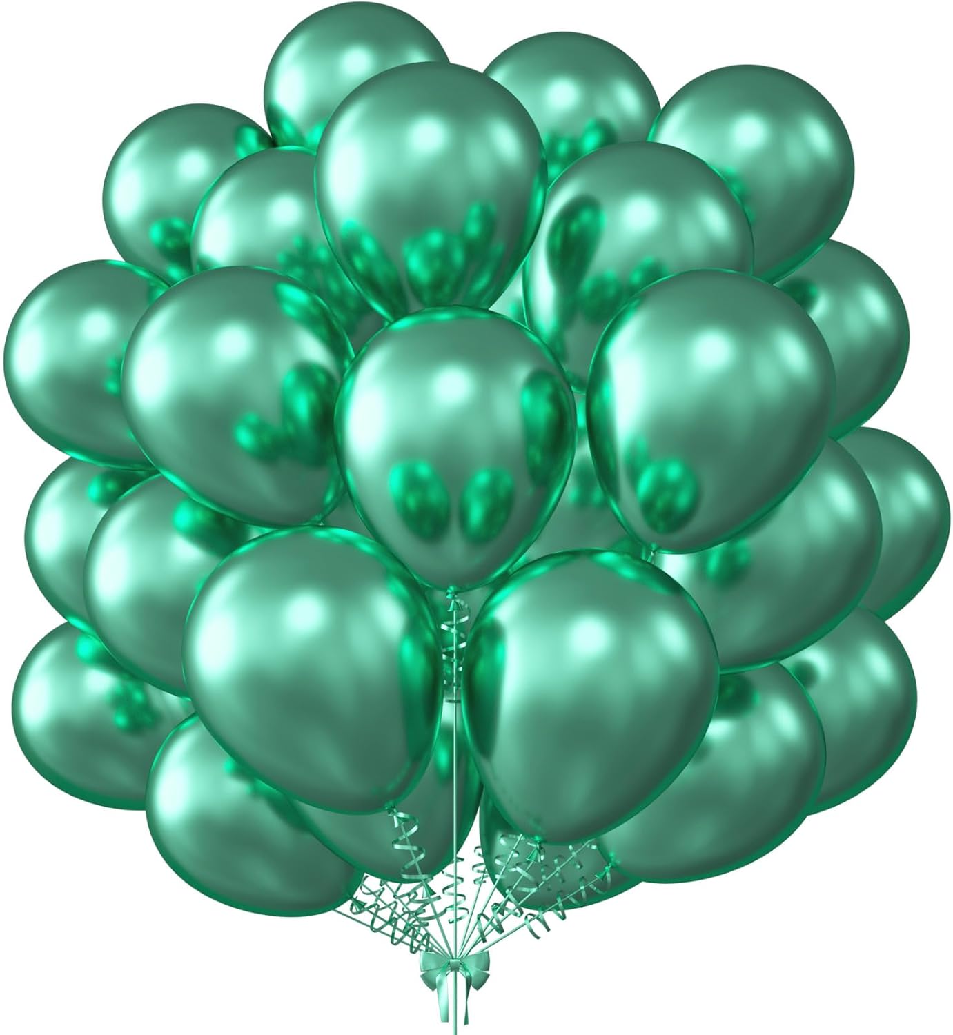 KALOR 12 Inch Metallic Green Balloons, 50 Pcs Latex Helium Metallic Balloons for Kid's Birthday Party, Baby Shower, Wedding, Graduate Party Decorations