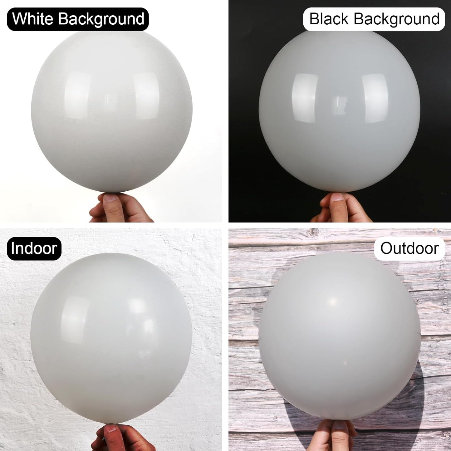 Gray Balloons, 150 pcs Different Sizes Pack of 18 Inch 12 Inch 10 Inch 5 Inch Matte Gray Latex Balloons for Balloon Garland Balloon Arch as Birthday Party Wedding Decorations