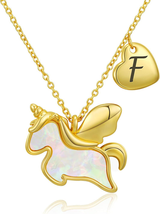 Unicorn Gifts for Girls - Unicorn Initial Pendant Necklace Jewelry, Christmas Birthday Gifts Ideas, Stocking Stuffers for Kids Teen Girls Daughter Age 5-15