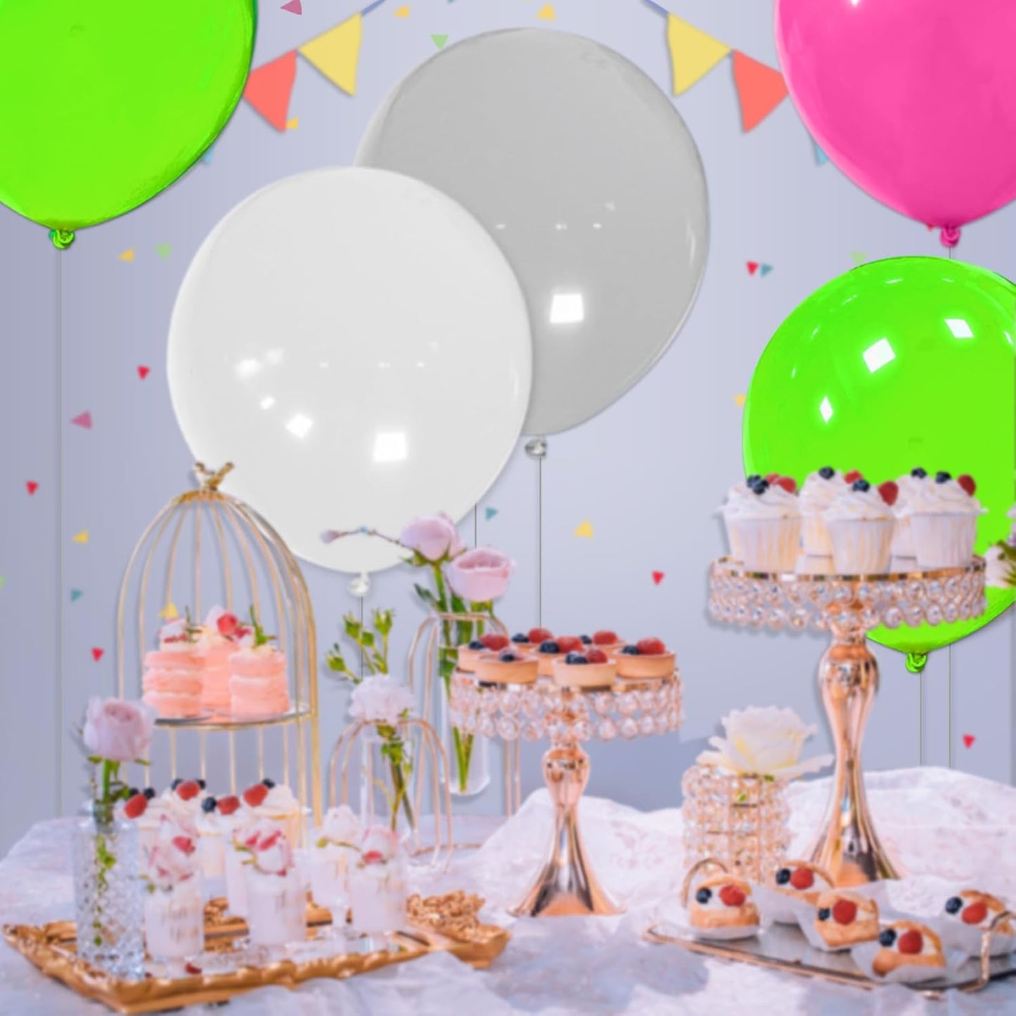 32Pcs Light Green Big Balloons 18 Inch, Green Round Large Latex Party Balloons for Birthday Wedding Decorations.