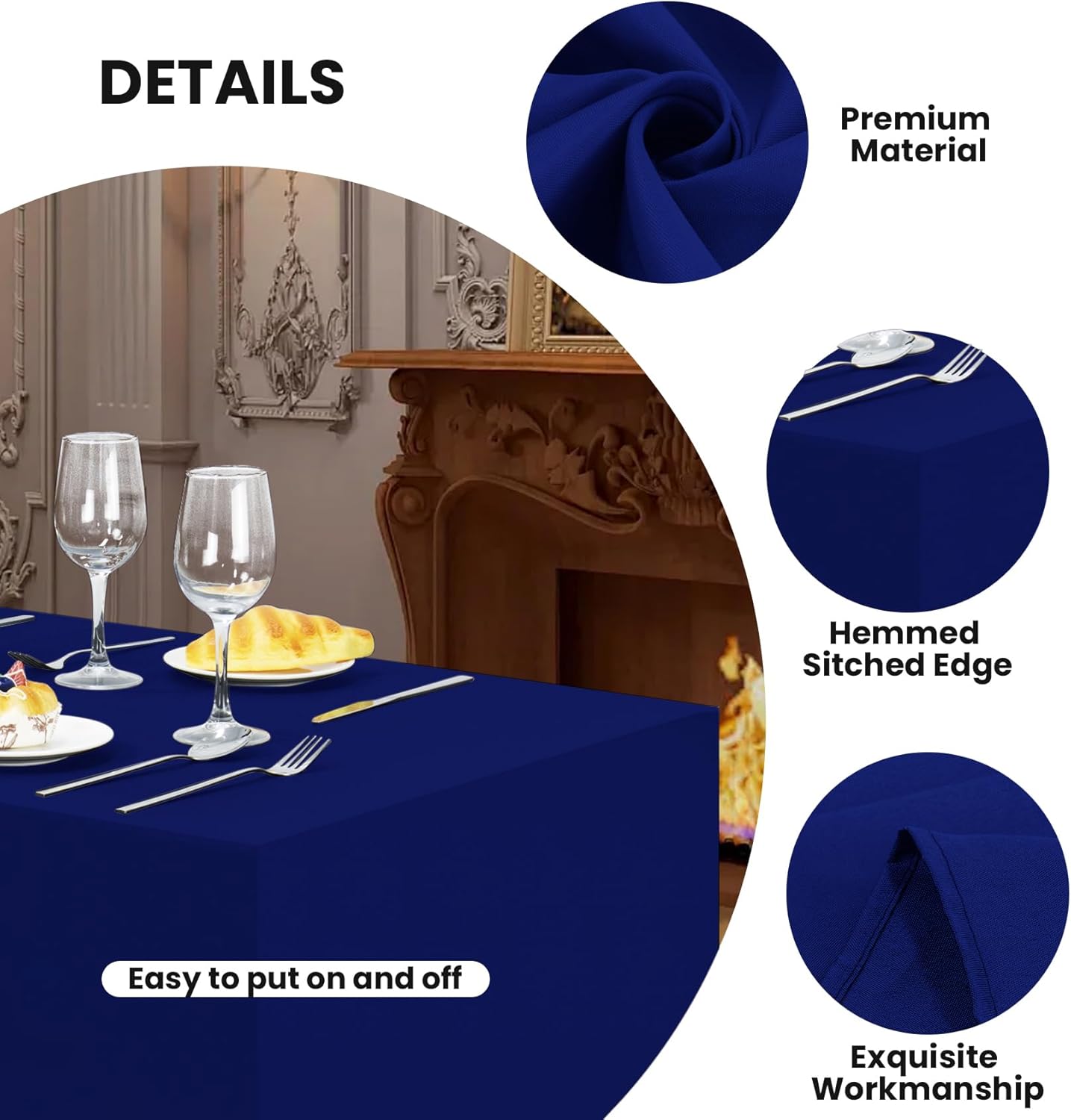 Ascoza 2 Pack Fitted Tablecloth for 4 Foot Rectangle 48 x 24 Inch Royal Blue Table Covers Water Resistant Polyester Cloth for Folding, Parties,Display, Trade Show (Royal Blue)