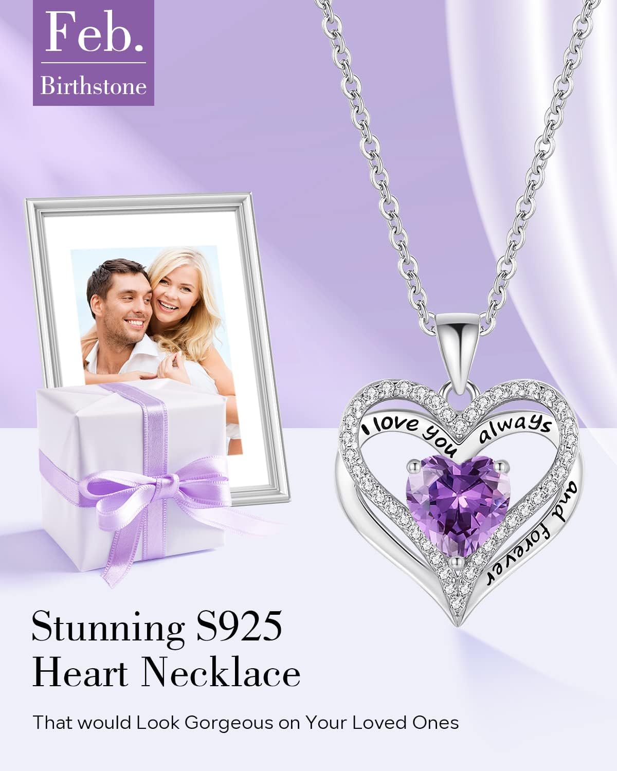 S925 Sterling Silver Necklace for Women, Wife Jewelry Rose Gold, Mom Birthday Valentines Mothers Day Gifts, Girlfriend Necklaces, Daughter Heart Jewel, Anniversary for Her