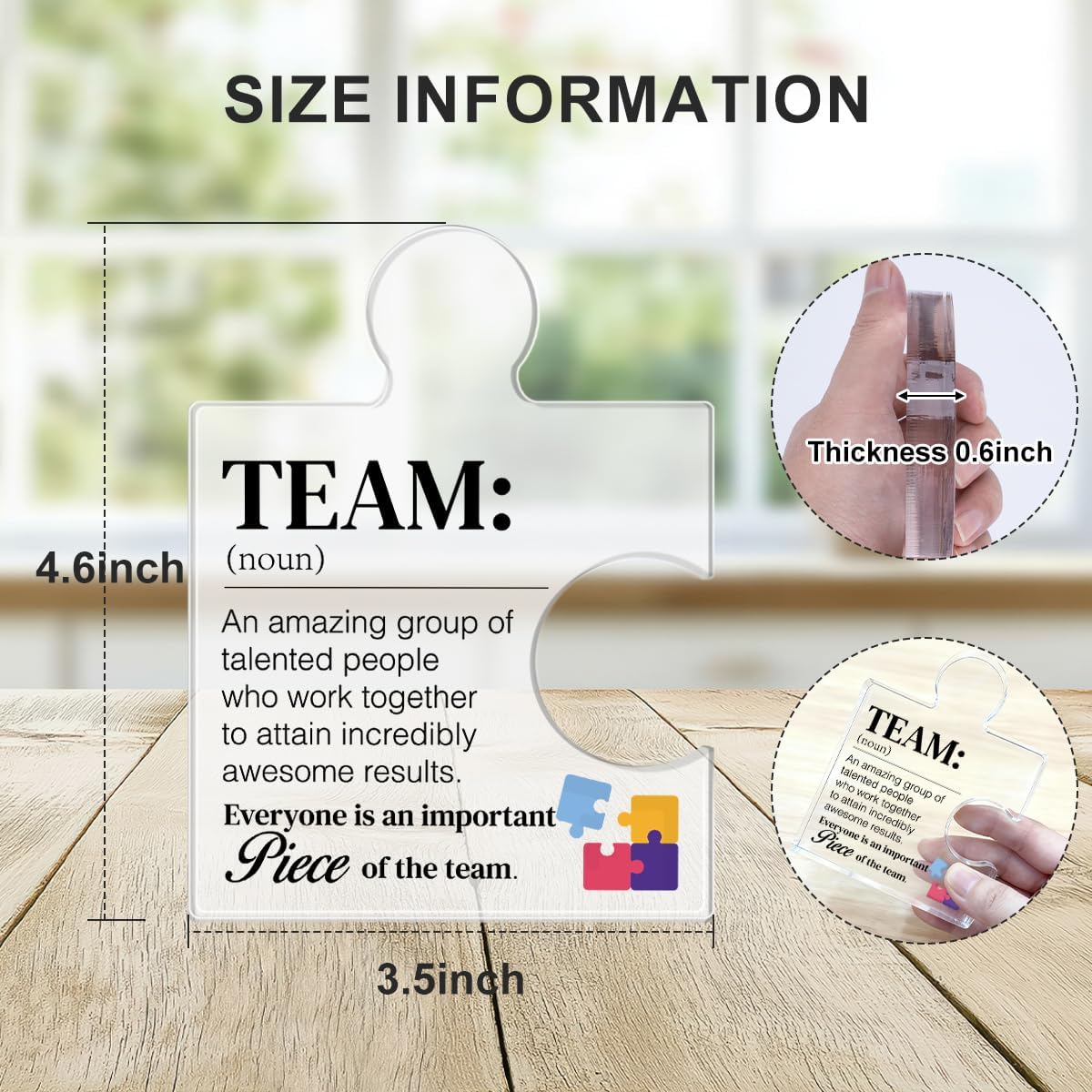 Team Gift Thank You Appreciation Gifts for Coworkers Colleagues Employees Team Definition Acrylic Puzzle Piece Plaque Office Decor