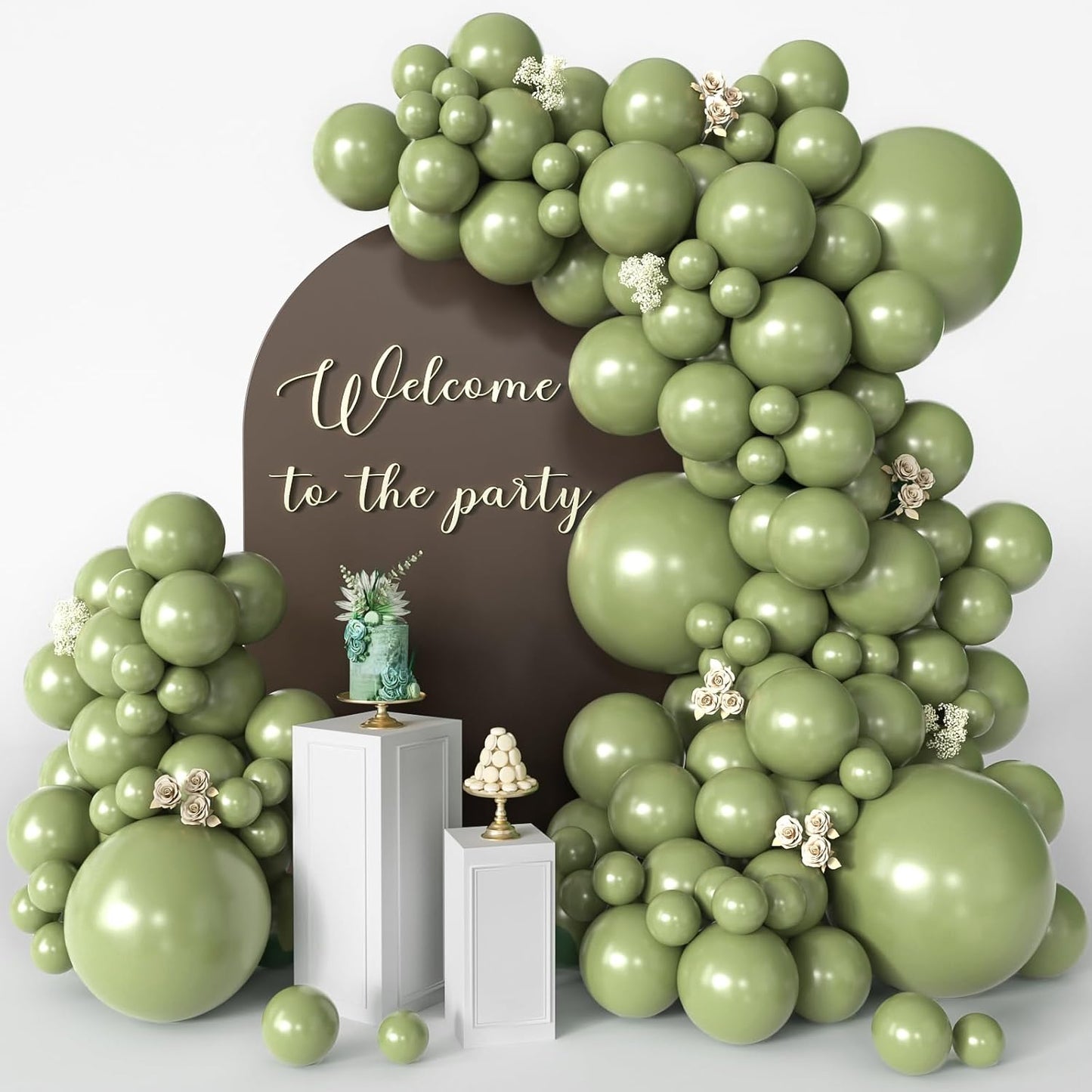 Sage Green Balloons, 125 PCS Assorted Sizes 18 inch, 12 inch, 10 inch, 5 inch - Great for Wedding Decorations, Family Gathering Parties, Balloon Garlands and Balloon Arch