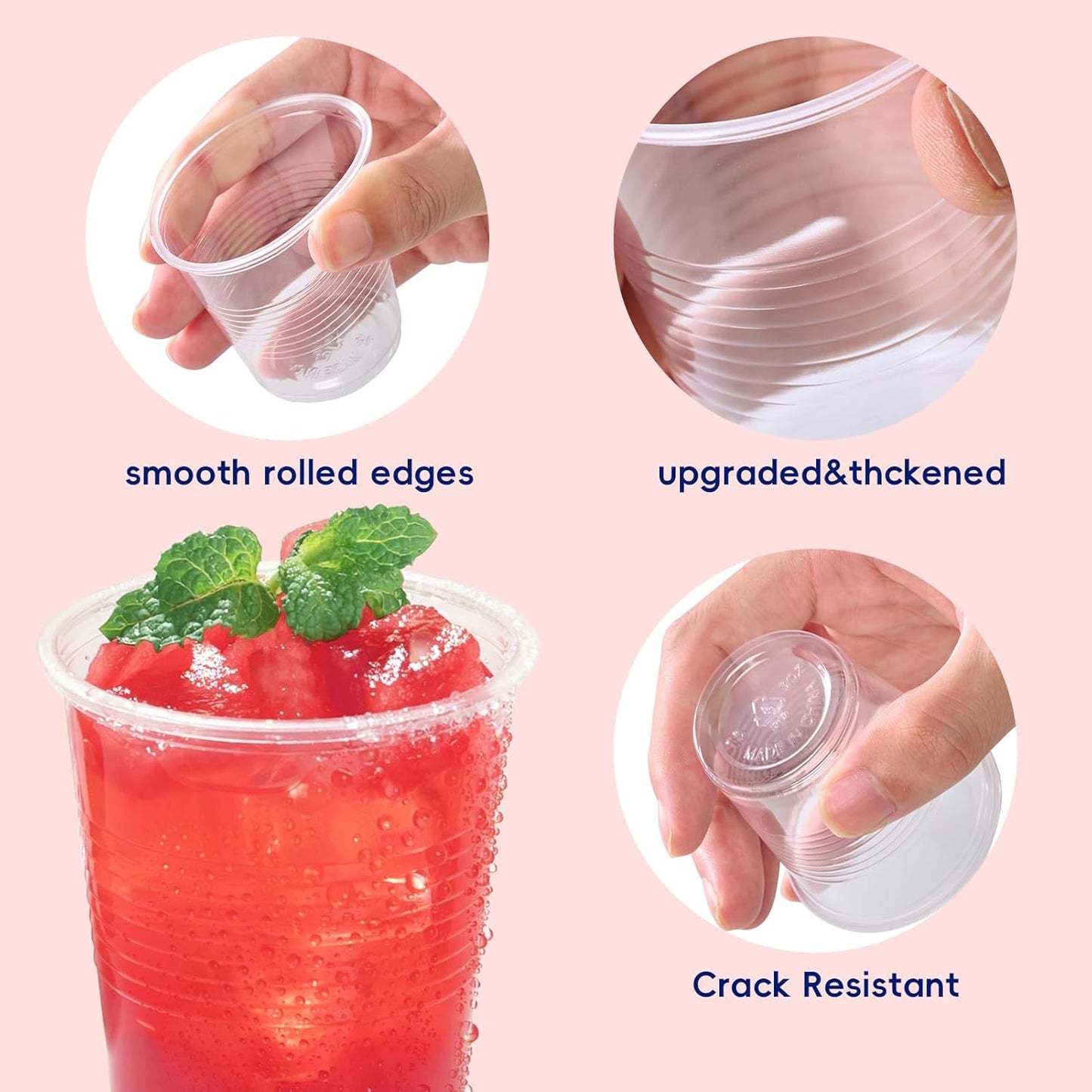 JOLLY CHEF 𝟏𝟐𝟎𝟎 𝐏𝐚𝐜𝐤 3 oz Clear Plastic Cups, Disposable Mouthwash Cups for Any Occasion, Small Bathroom Cold Party Drinking Tumblers for Tasting, Drinking and Party