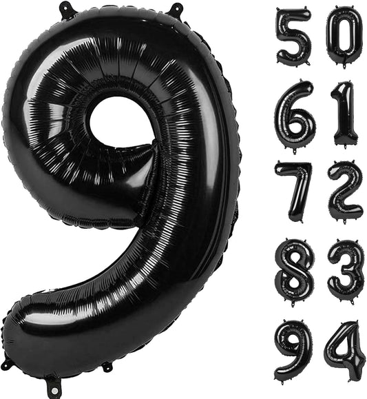 9 Balloon, Black Number Balloon 40 Inch, Black Party Decorations, Giant Birthday Decorations for 9th 19th 29th 90th, Number 9 Balloon