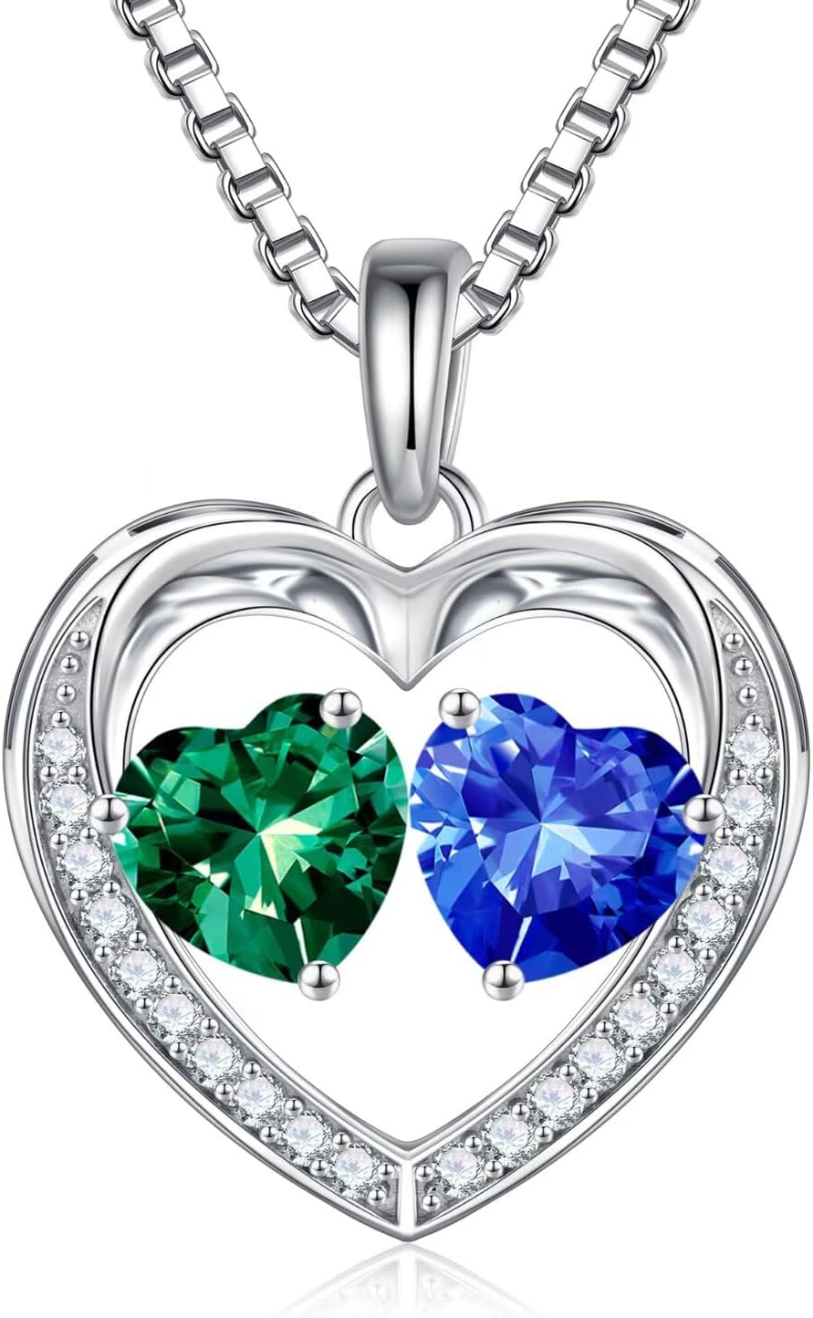 Iefil Christmas Gifts for Wife - 925 Sterling Silver Birthstone Necklace, Anniversary Birthday Gifts for Women, Stocking Stuffers for Women Wife Mom Daughter