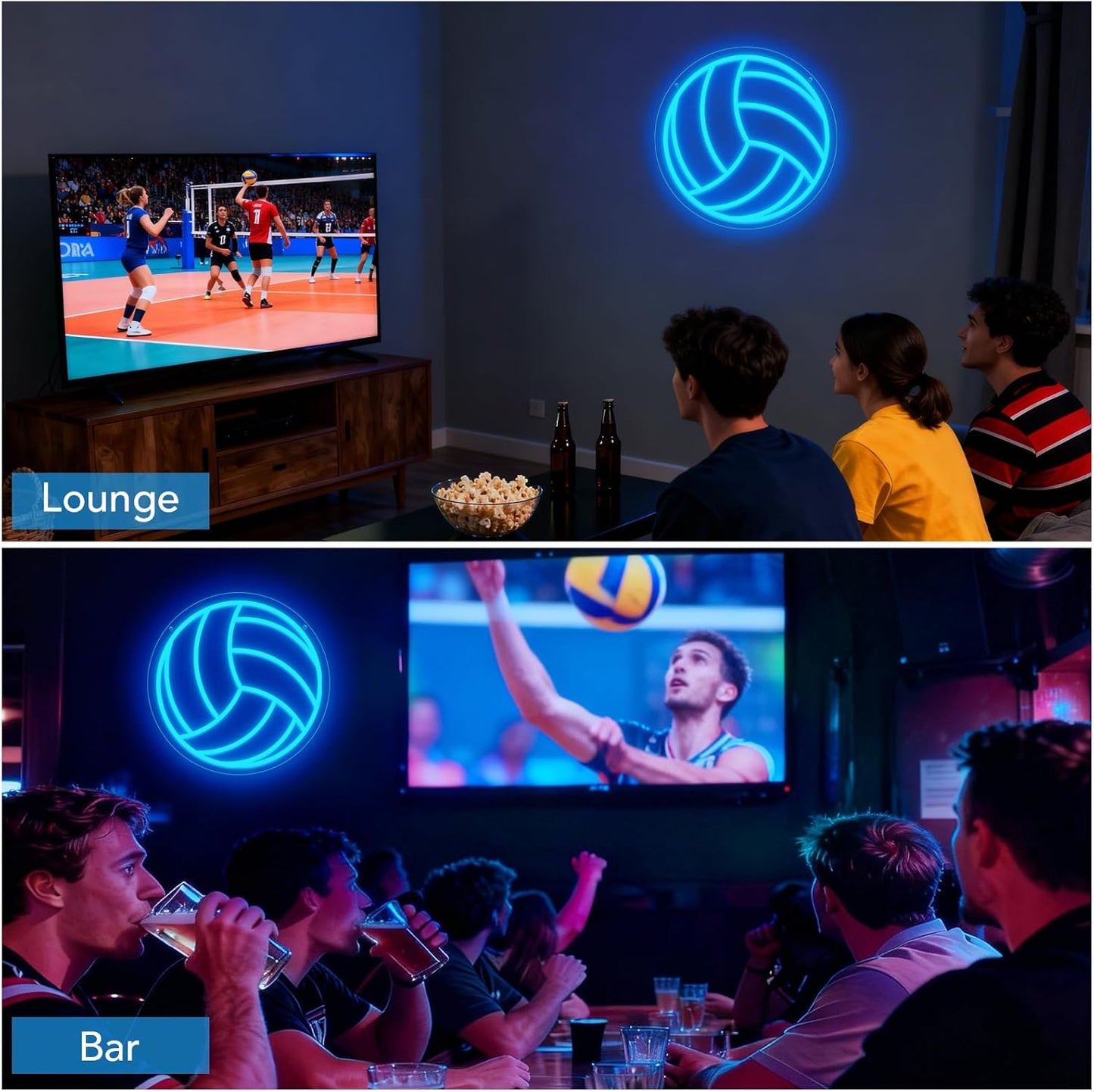 Volleyball Neon Sign, LED Volleyball Neon Light Sign for Wall Decor, Dimmable USB-Powered with ON/OFF Switch for Bedroom, Living Room, Game Room, Club, Kids' Holiday Gifts
