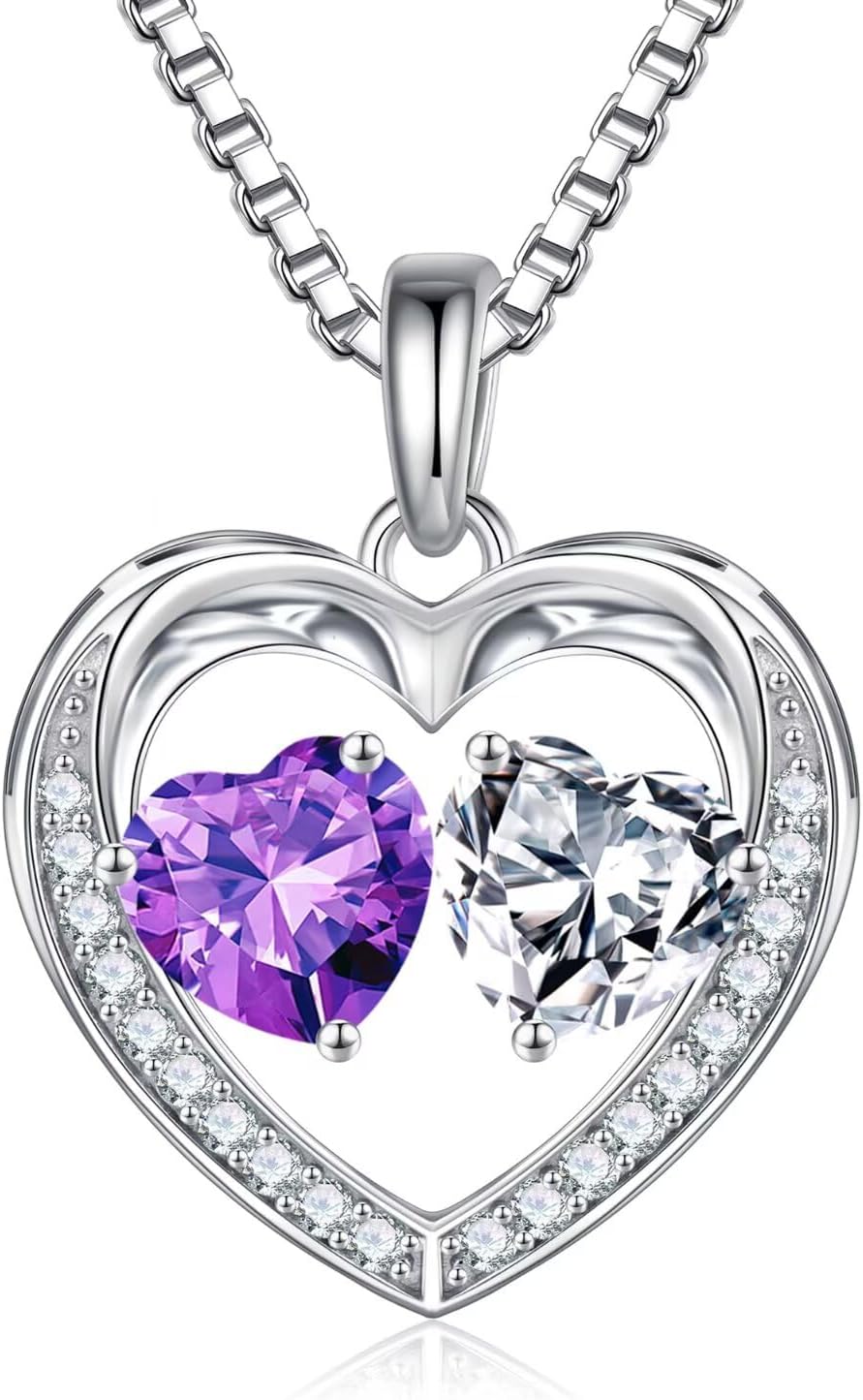 Iefil Christmas Gifts for Wife - 925 Sterling Silver Birthstone Necklace, Anniversary Birthday Gifts for Women, Stocking Stuffers for Women Wife Mom Daughter