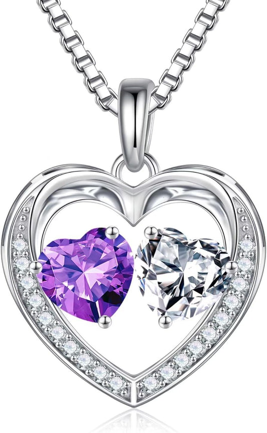 Iefil Christmas Gifts for Wife - 925 Sterling Silver Birthstone Necklace, Anniversary Birthday Gifts for Women, Stocking Stuffers for Women Wife Mom Daughter